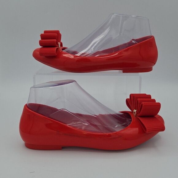 Mini Melissa Women's mel space love + Jason Wu ballet flat, Red Bow Sz 6 - Picture 1 of 10